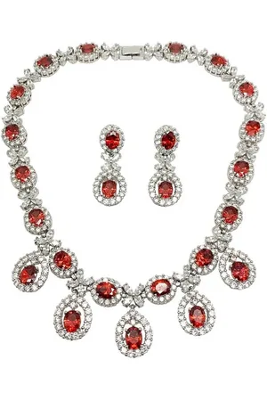 JENNIFER GIBSON JEWELLERY Vintage fire crystal droplet necklace and earrings 2000s