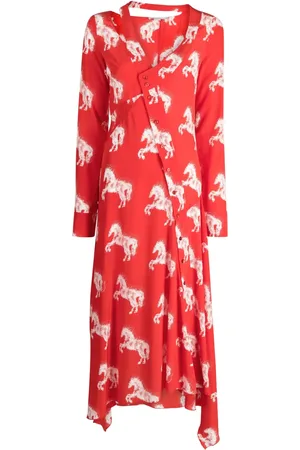 Stella McCartney Pixel Horses silk midi dress