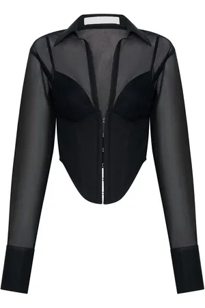 DION LEE Grid sheer corset shirt