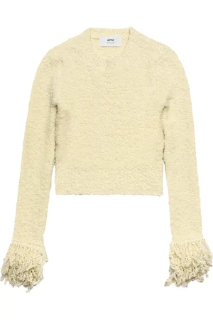 Ami Fringed-trim cropped jumper