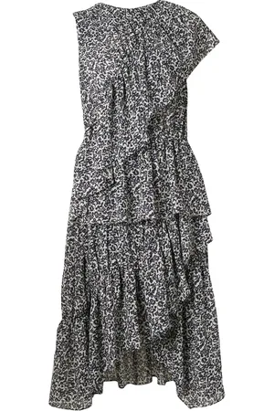 GOEN.J Floral print asymmetric ruffled dress