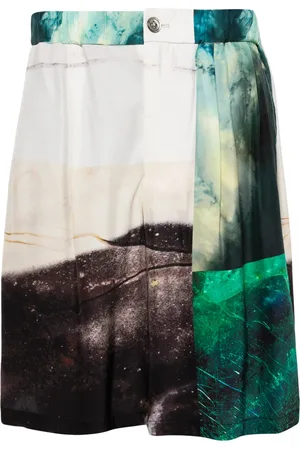 Taakk Patchwork-print silk shorts