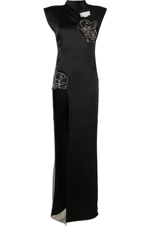 GENNY Rhinestone-embellished sheer-panels gown