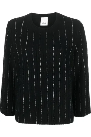 Allude Rhinestone-stripes ribbed-knit jumper