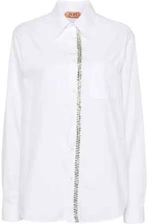 Nº21 Rhinestone-embellished cotton shirt