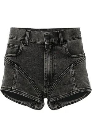 MUGLER Bi-material denim shorts