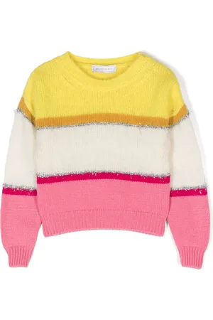 MONNALISA Colour-block wool-blend jumper