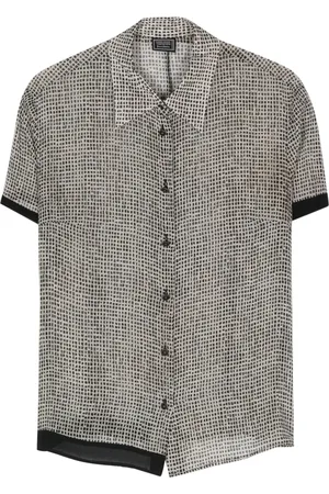 VERSACE 2000s geometric-print silk shirt