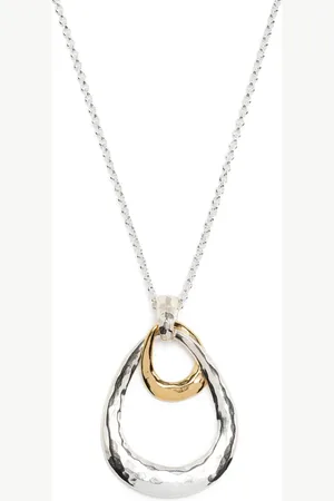 Dower and Hall Hammered-finish oval-pendant necklace