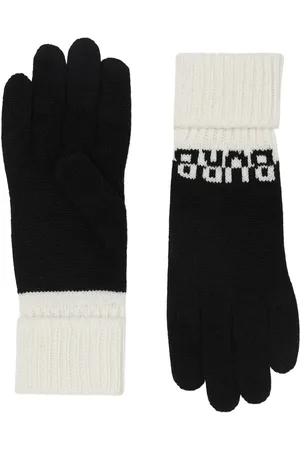 Burberry Logo Intarsia Two-tone Cashmere Gloves