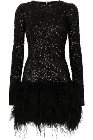 Dolce & Gabbana Feather-trim sequinned minidress