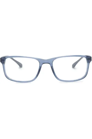 Emporio Armani Polished-effect rectangle-frame glasses