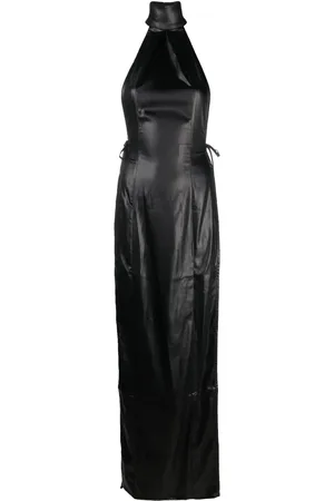 Ludovic De Saint Sernin Halterneck faux-leather dress