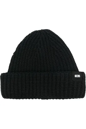 GCDS Logo-patch ribbed knit beanie