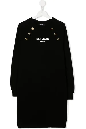 Balmain TEEN logo-print long-sleeve sweatshirt dress