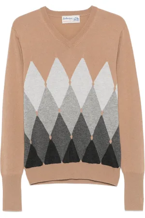 BALLANTYNE Diamond-pattern V-neck sweater