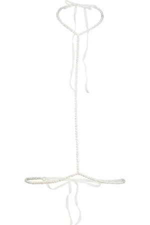 FLEUR DU MAL Ribbon tie pearl harness