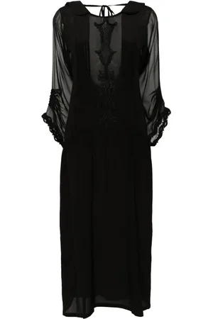 Maurizio Mykonos Lace-detail low-back midi dress