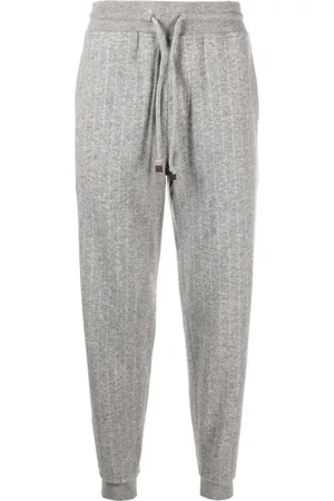 Brunello Cucinelli Striped cashmere-blend track pants