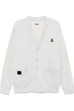 Izzue Bear patched cardigan