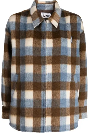 Izzue Logo-tag checked shirt jacket