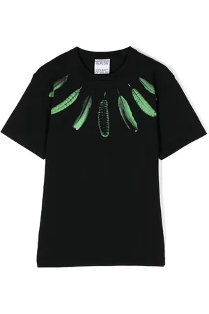MARCELO BURLON Collar Feathers-print cotton T-shirt