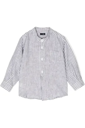Il gufo Band-collar striped shirt
