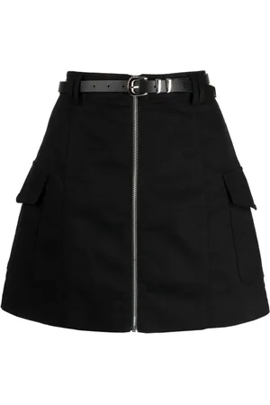 tout a coup Belted zip-up A-line skirt