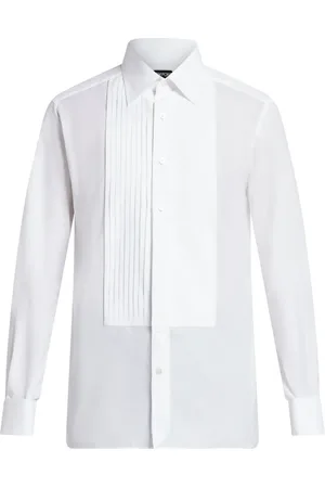 Tom Ford Pleated bib-collar cotton shirt