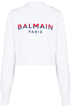 Balmain 3-Buttons logo-print cotton sweatshirt
