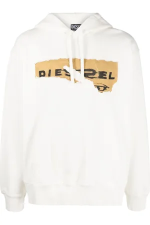 Diesel Ripped logo print hoodie