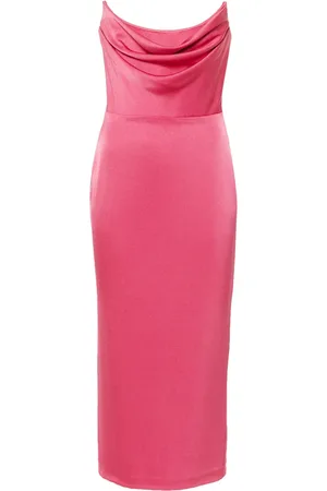 ALEX PERRY Corset-style satin midi dress