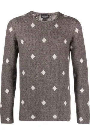 Giorgio Armani Diamond-jacquard crew-neck jumper