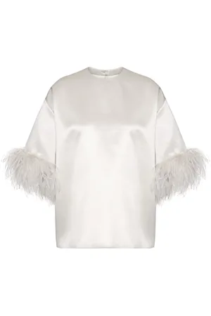 VALENTINO GARAVANI Feathered-sleeve silk blouse
