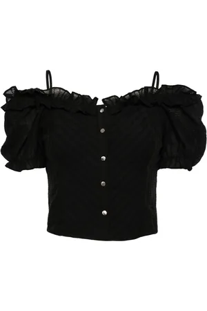 tout a coup Ruffle-detail smocked crop top