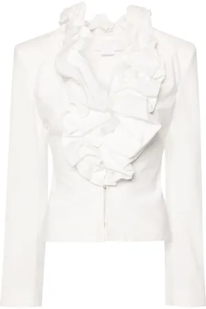 GENNY Ruffled-collar crinkled blouse