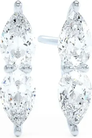 LOEV 18kt recycled white gold The Double Pear diamond earrings