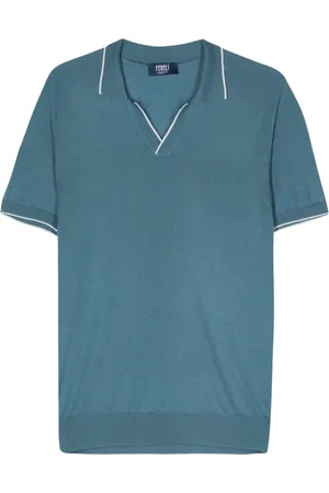 FEDELI Wave fine-knit polo shirt