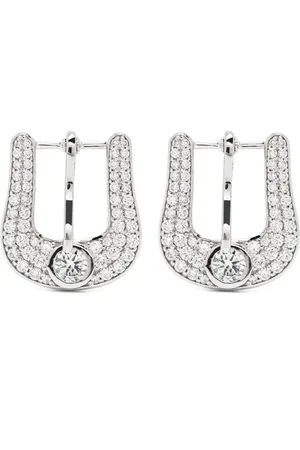 Roses 14kt white gold buckle-motif diamond earrings