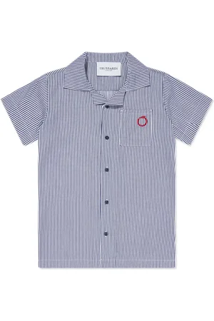 Trussardi Logo-embroidery striped cotton shirt