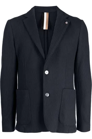 HUGO BOSS Single-breasted waffle-effect blazer