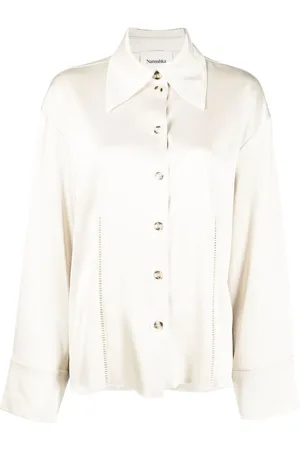 Nanushka Caio ladder-stitch satin shirt