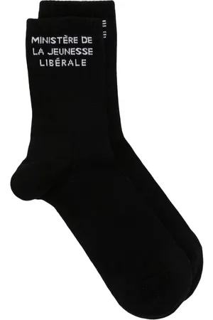 Liberal Youth Ministry Slogan logo-knit socks