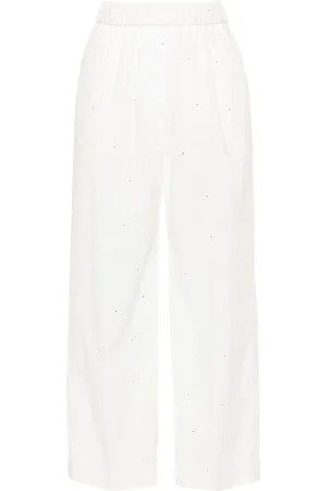 PESERICO SIGN Rhinestone-embellished straight-leg trousers