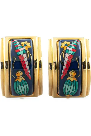 Hermès 20th Century Enamel Les Flacons Clip On Earrings costume earrings