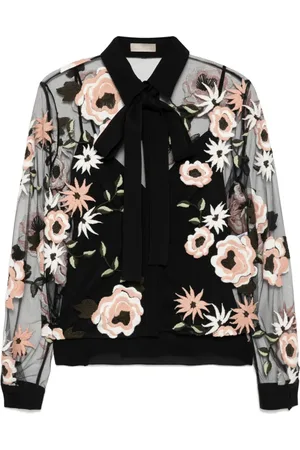 Elie saab Floral embroidered tulle shirt
