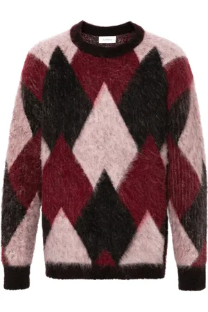 LANEUS Argyle crew-neck sweater