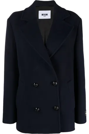 Msgm Double-breasted logo-patch jacket