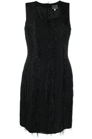 VERSACE Metallic-threading fringed dress