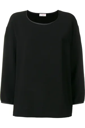 ALBERTO BIANI Satin trim crepe blouse